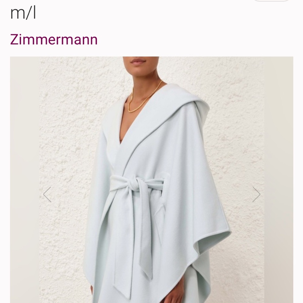 Zimmermann Soft Blue Hooded Cape with Belt